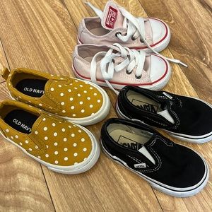 3 pairs gently used baby shoes size 5